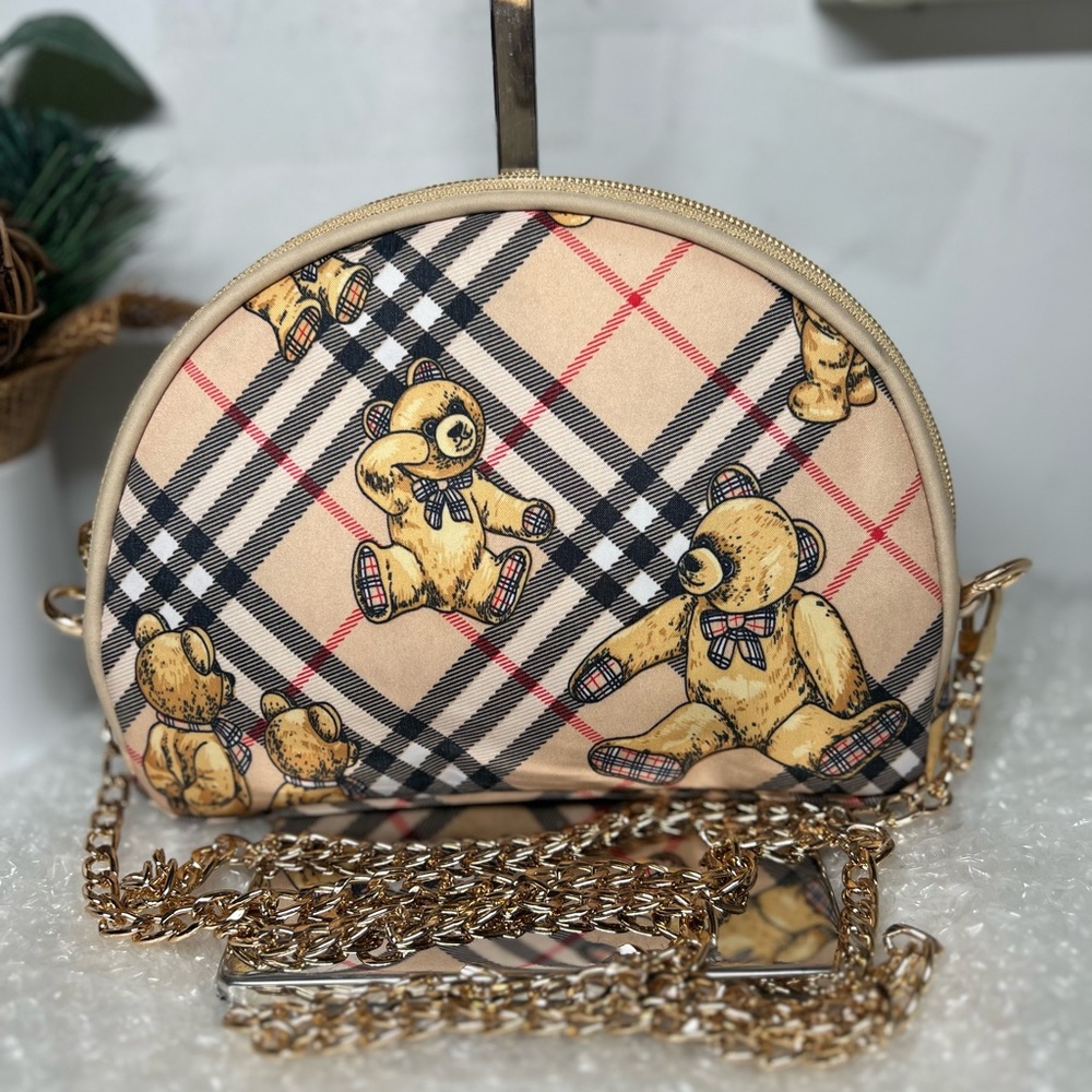 Auth Rare Burberry Teddy Bear Pouch Converted Into Sling/shoulder/crossbody Bag